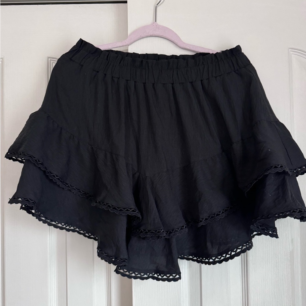 Black Skort with Trim Lace